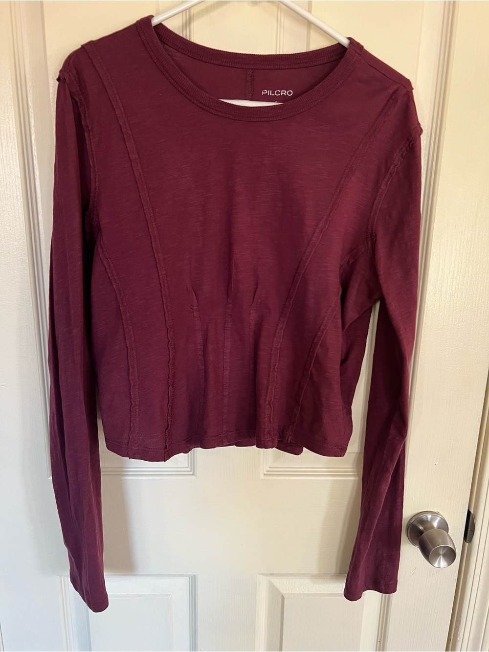 Pilcro by Anthropologie Raw Seam Slub Cotton Long Sleeve Tee L - Picture 4 of 8